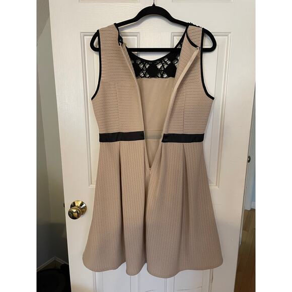 Anthropologie RYU Dress Large Lace Black Beige Lined Style RDA3635-F4T3 Zip Back - Picture 3 of 10